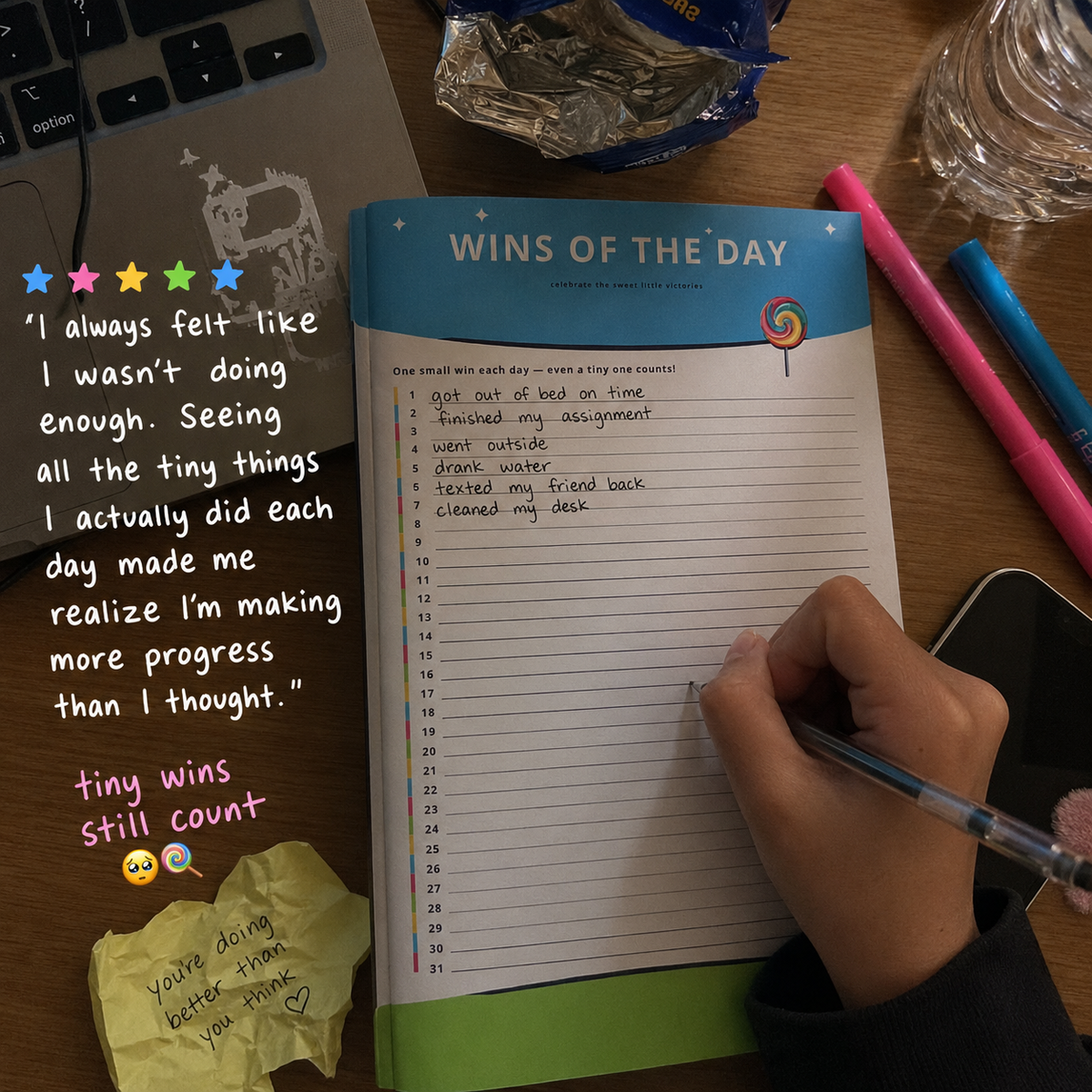 Sweet Life Gummy Tracker — Printed Paperback, Full Year Mood Habit Sleep Journal, Cute Candy Aesthetic Planner for Girls