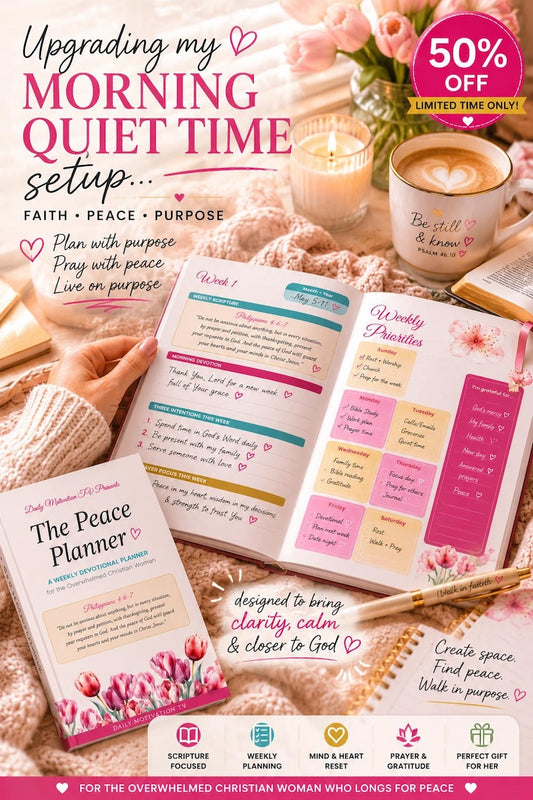 The Peace Planner open showing weekly scripture and priorities