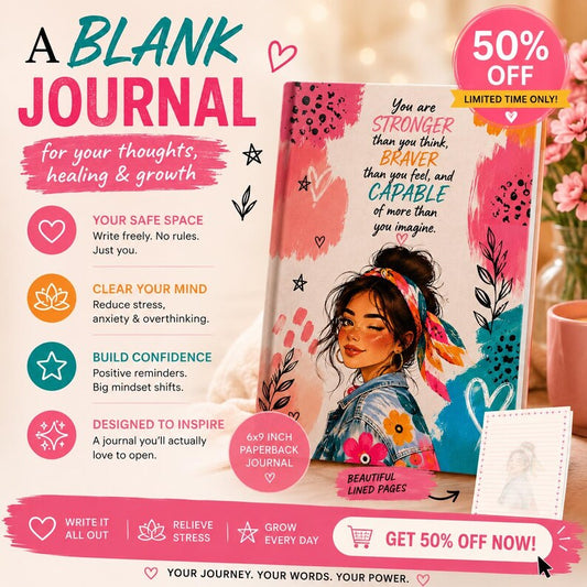 Glow Up Era Journal colorful cover with affirmation text