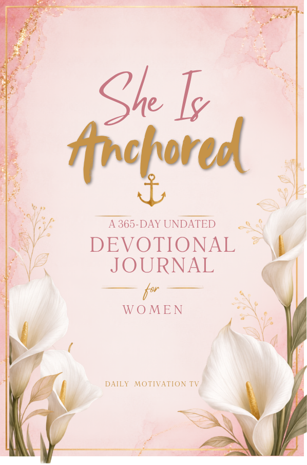 She Is Anchored | 365-Day Devotional Journal for Women – Undated KJV Scripture, Prayer & Reflection Journal | 6×9 Lay-Flat Spiral Bound