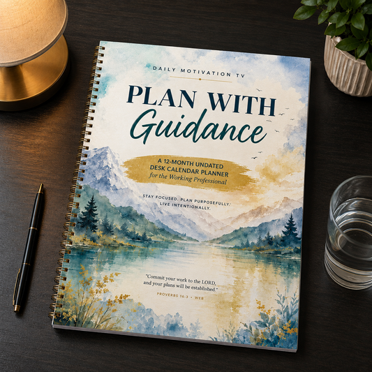 Plan With Guidance – 12 or 24-Month Undated Professional Planner | Faith-Based Lay-Flat Desk Planner