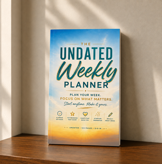 Undated Weekly Planner | 52-Week Christian Planner with Priorities, Habit Tracker & Scripture Inspiration – Full Color, 6×9