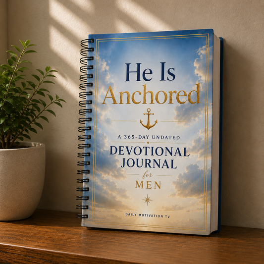 He Is Anchored | 365-Day Devotional Journal for Men – Undated KJV Scripture, Prayer & Reflection Journal | 6×9 Lay-Flat Spiral Bound