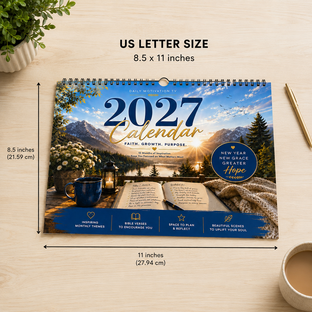 2027 Christian Wall Calendar – Faith, Growth & Purpose | Scripture Calendar