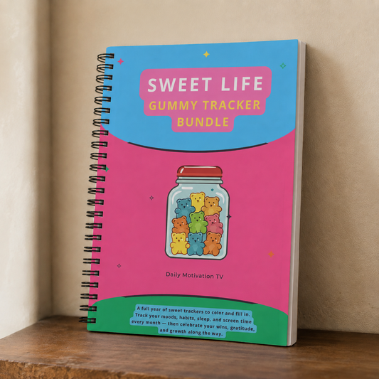Sweet Life Gummy Tracker — Printed Paperback, Full Year Mood Habit Sleep Journal, Cute Candy Aesthetic Planner for Girls