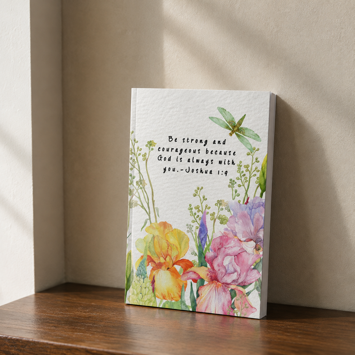 Joshua 1:9 Scripture Journal – Be Strong & Courageous Floral Softcover Notebook (6x9, 100 Pages)