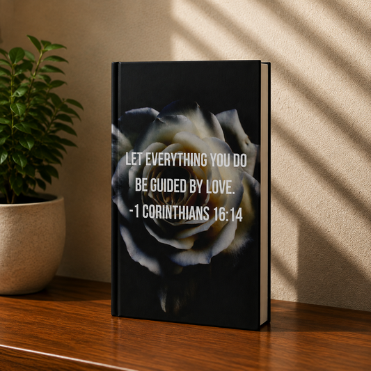 1 Corinthians 16:14 Scripture Journal – Guided By Love Rose Softcover Notebook (6x9, 100 Pages)