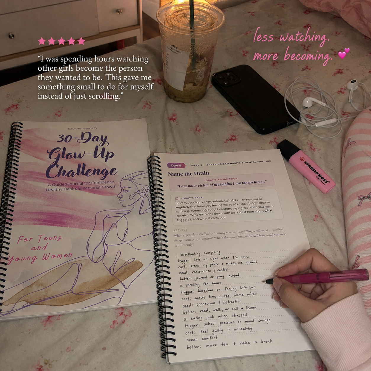 30 Day Glow Up Challenge Journal — for Teens & Women