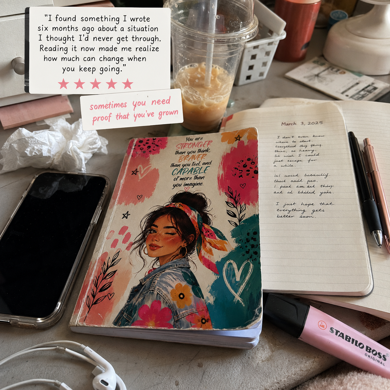 Glow Up Era Blank Lined Journal — Self Care Manifestation Notebook
