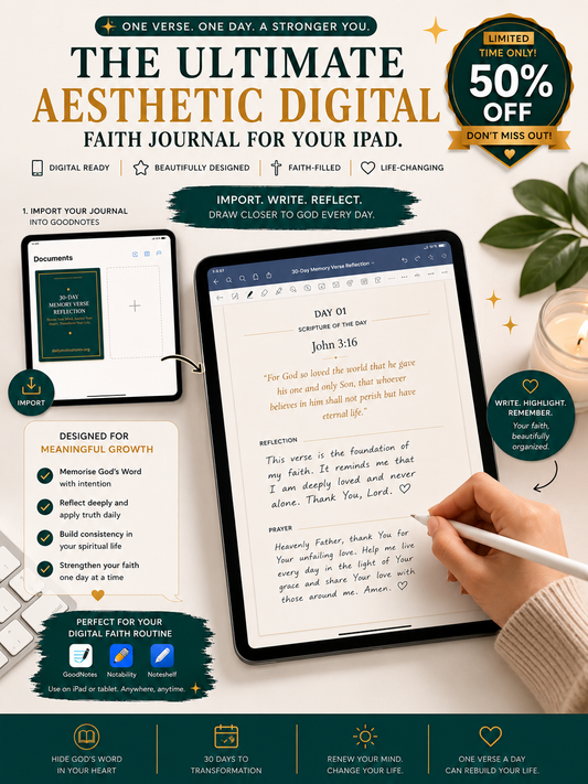 30 Day Memory Verse Scripture Journal — Printable PDF / Digital