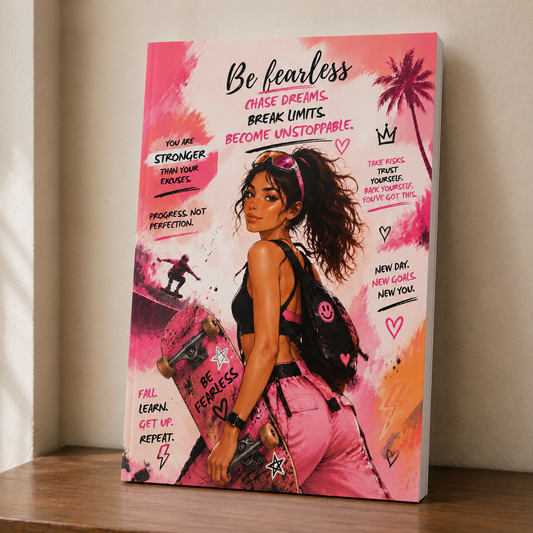 Be Fearless Cute Pink Journal for Teen Girls and Fearless Women