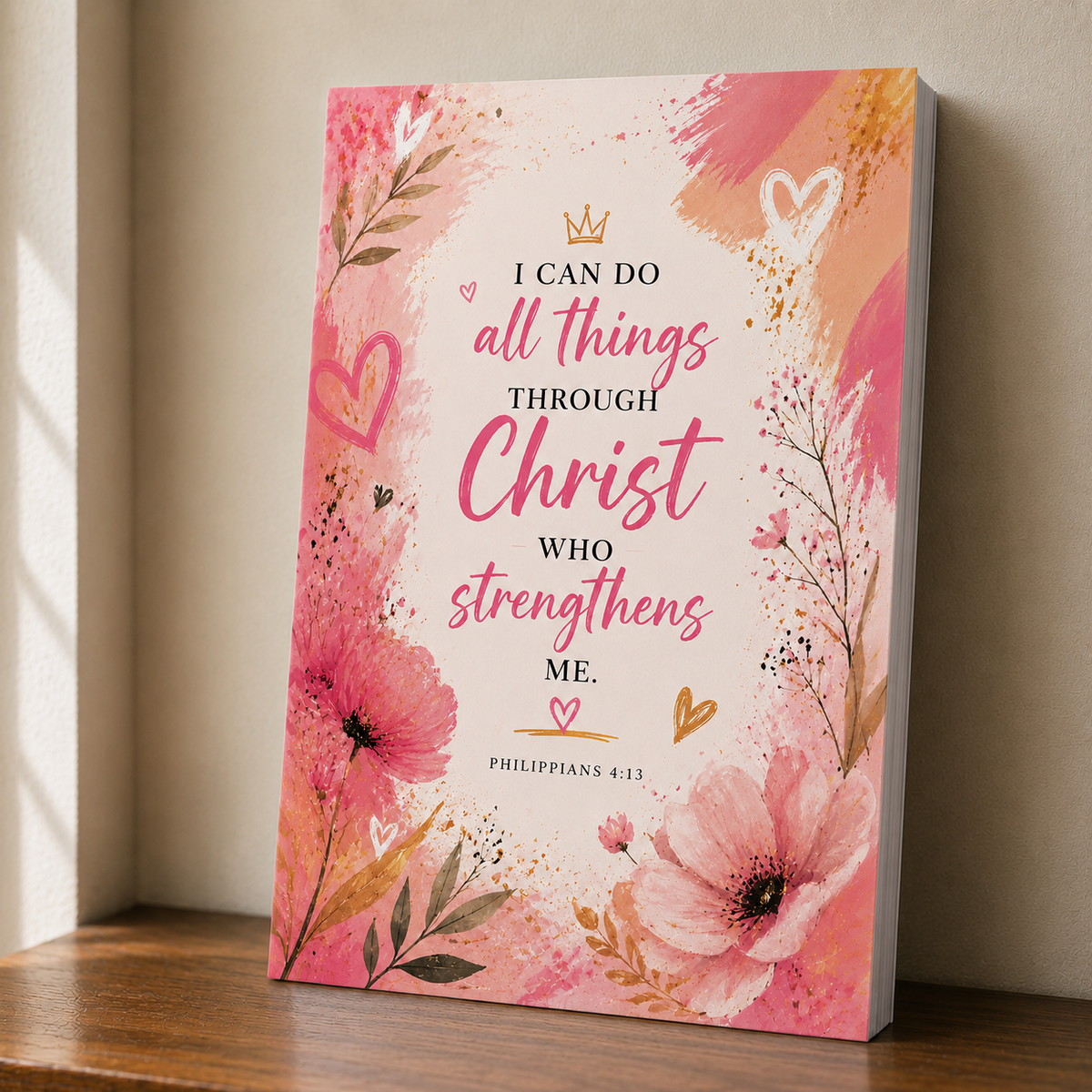Christian Prayer Journal Philippians 4:13 — Lined Blank Journal for Christian Gift