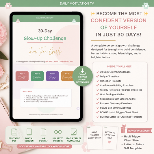 30 Day Glow Up Challenge for Teen Girls — Printable PDF / Digital