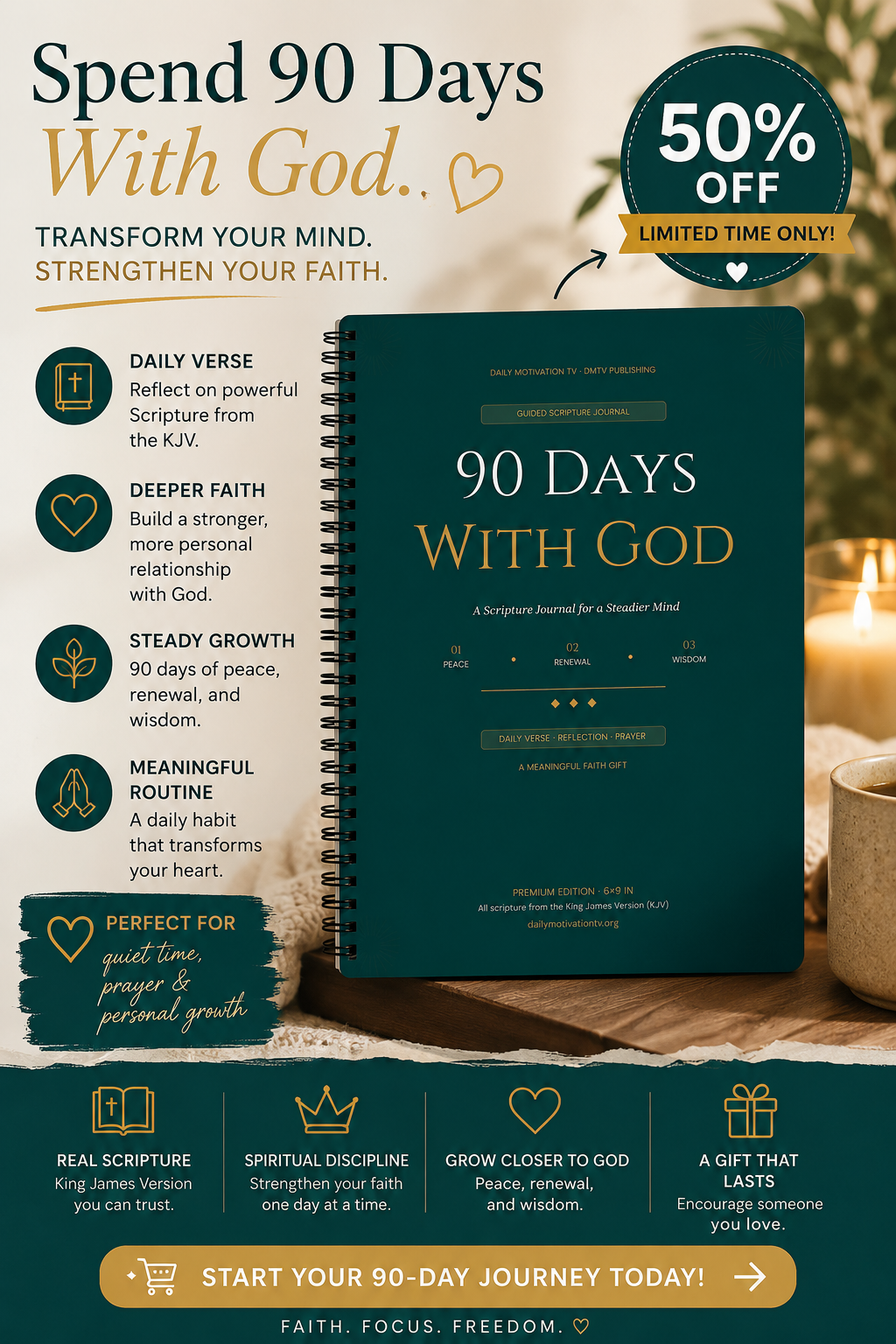 Improved Version - 90-Day Scripture Journal - Spiral Bound / Softbound 6x9in