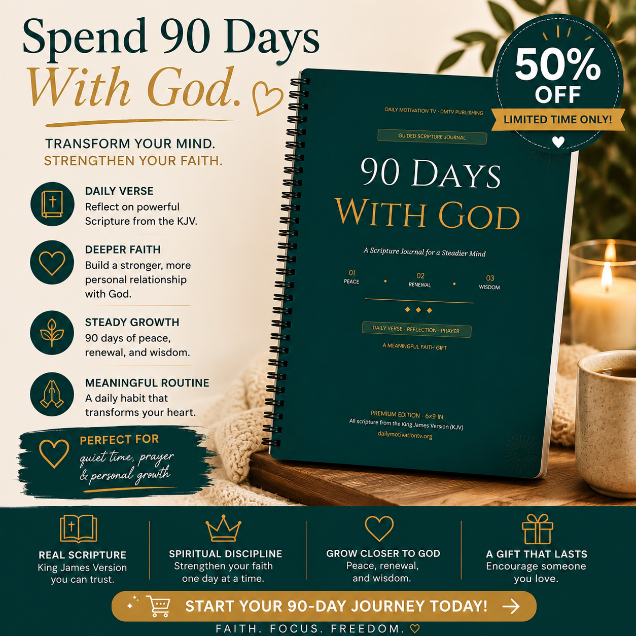 Improved Version - 90-Day Scripture Journal - Spiral Bound / Softbound 6x9in