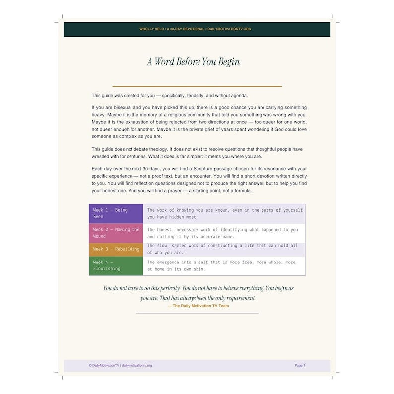 A Word Before You Begin introduction page with four week outline