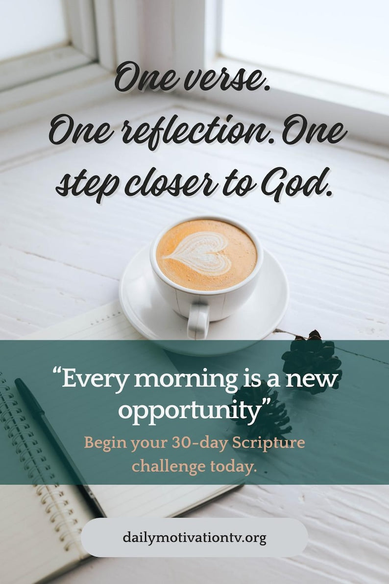 One verse one reflection one step closer to God coffee and notebook flatlay
