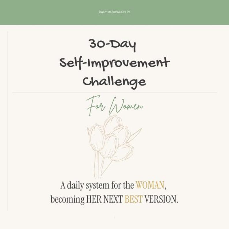 30-Day Self-Improvement Challenge for Women cream background with tulip bouquet illustration
