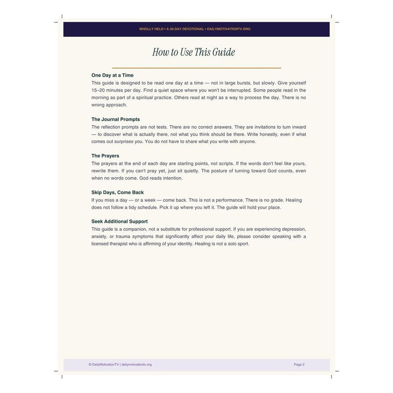 Wholly Held devotional journal additional preview page