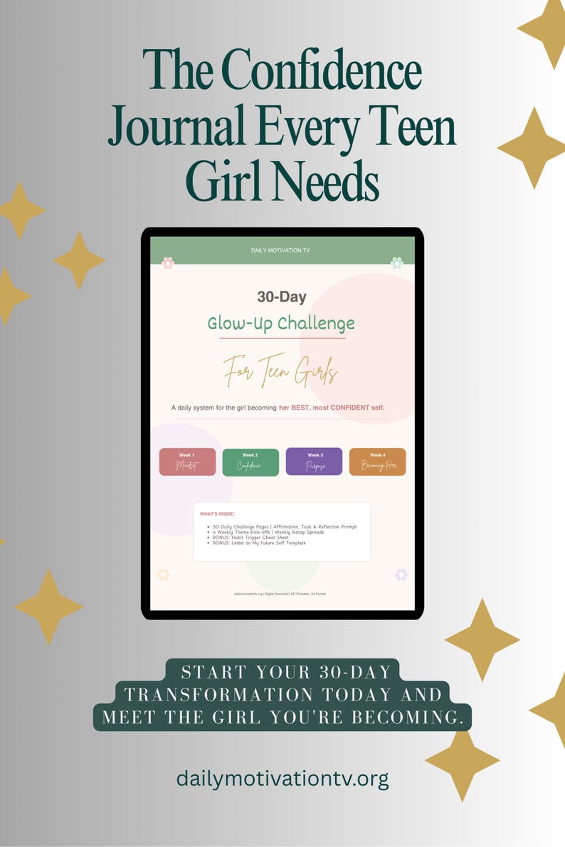 The Confidence Journal Every Teen Girl Needs weekly themes and included content