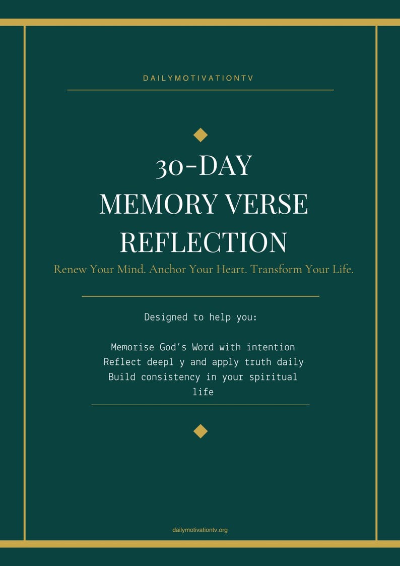 30-Day Memory Verse Reflection dark green digital poster with gold text