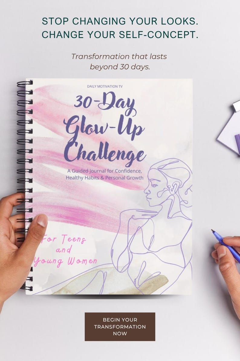 30 Day Glow Up Challenge coil bound cover for teens and young women