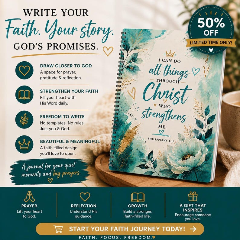 Prayer Journal spiral coil bound interior blank lined pages