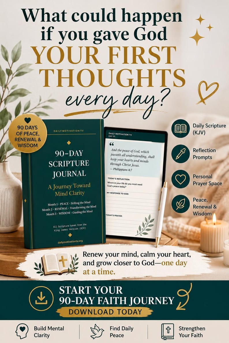 90 Day Scripture Journal Aesthetic dark green cover with gold text and tablet mockup