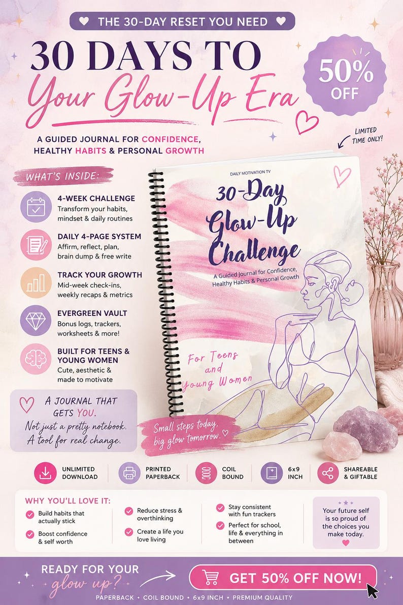 30 Day Glow Up Challenge journal cover detail view
