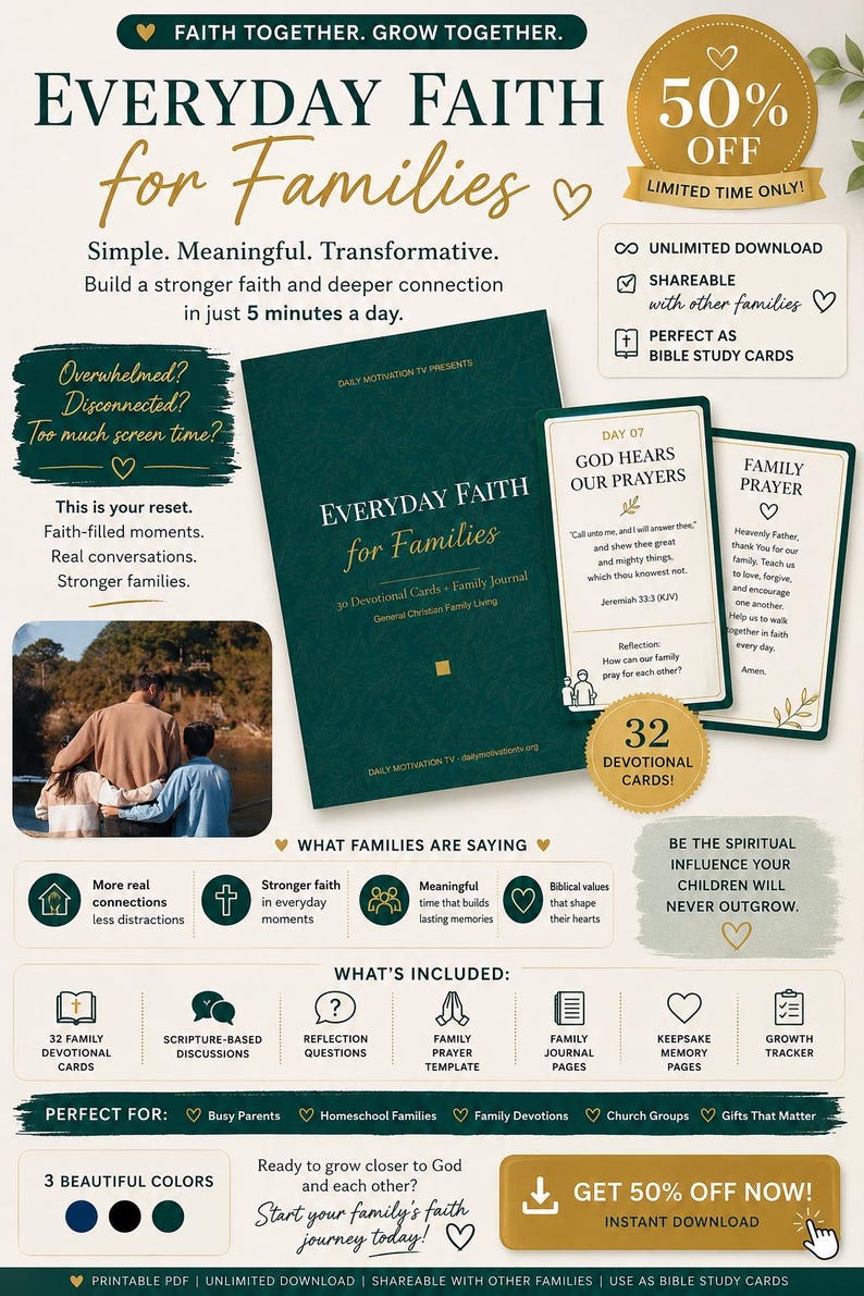 Family Devotional Printable 30 Day Family Faith Journal deep forest green cover