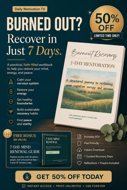 Burnout Recovery 7-Day Restoration workbook with bonus mind renewal guide