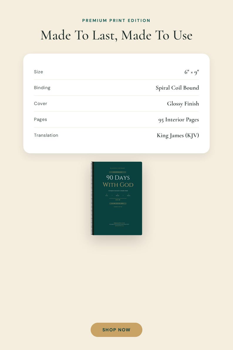Premium print edition specifications 6x9 inches 95 pages KJV