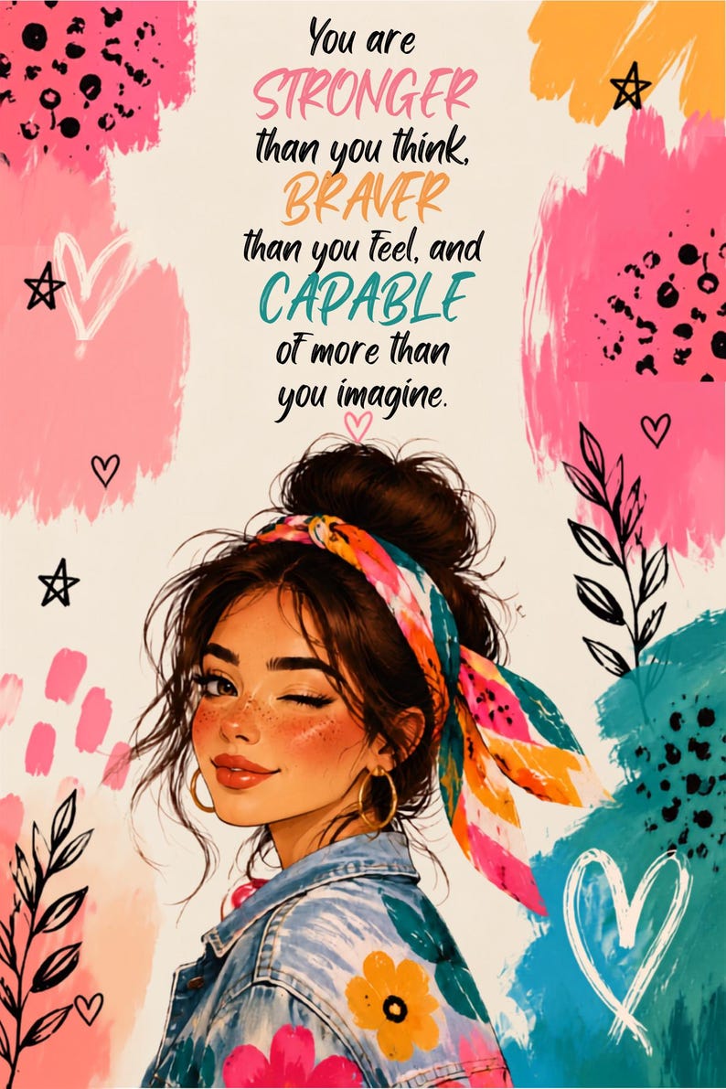 Glow Up Era Journal illustration detail with pink teal and gold accents