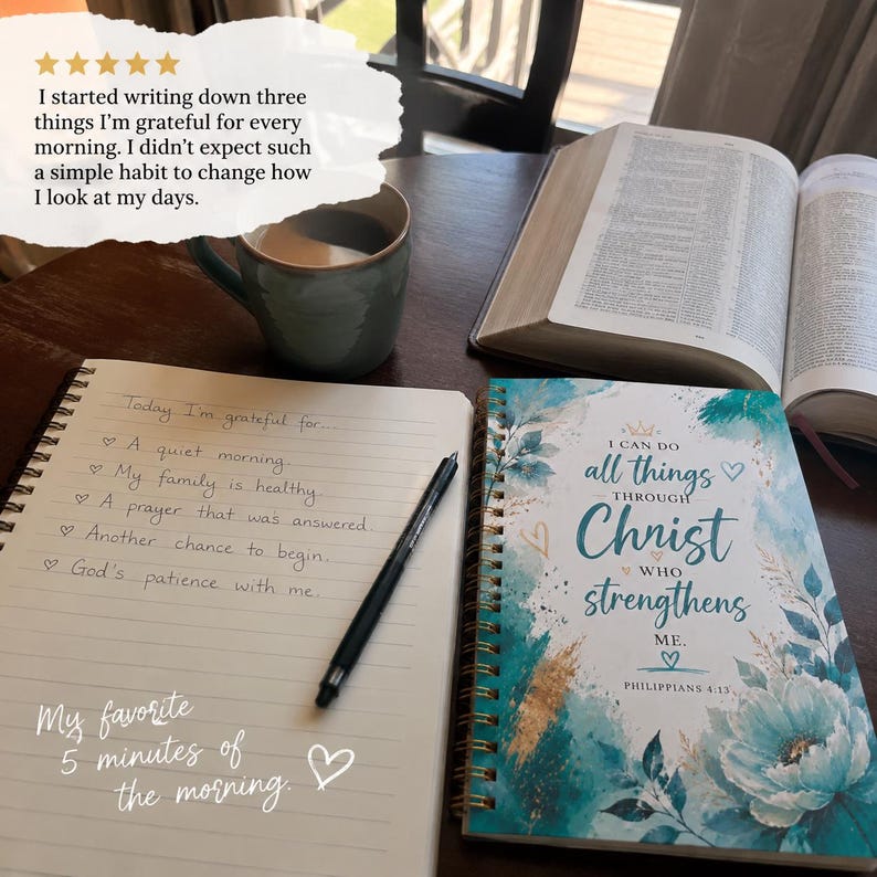 Christian Prayer Journal teal and pink floral cover options