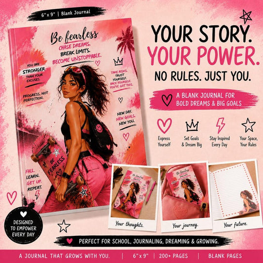 Cute Pink Journal for Teen Girls Be Fearless cover